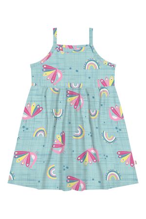 Vestido Infantil Menina Estampado Elian Azul