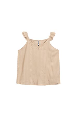 Regata Feminina Com Decote Marialícia Bege