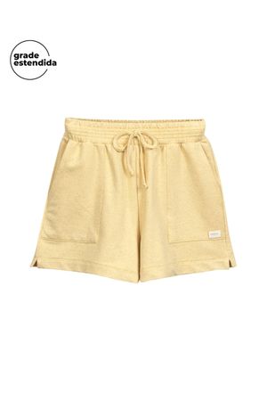 Short Feminino Com Bolsos Comfy Marialícia Amarelo