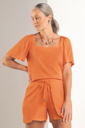 Short Feminino Amarração Marialícia Laranja