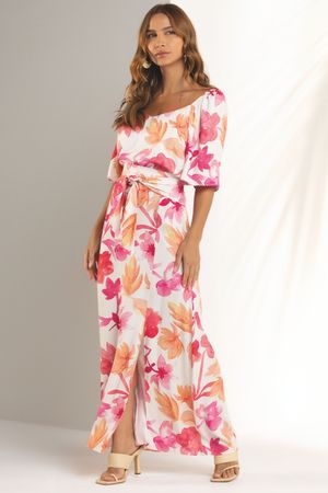 Saia Feminina Estampada Marialícia Bege