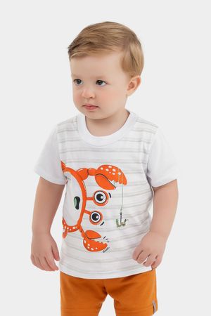 Camiseta Bebê Menino Caranguejo Elian Branca