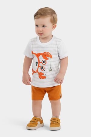 Camiseta Bebê Menino Caranguejo Elian Branca