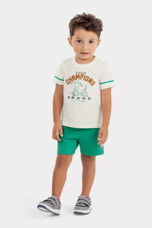 Conjunto Infantil Menino Futebol Estampado Elian Bege