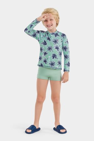 Camiseta de Praia Infantil Menino Estampada Elian Verde