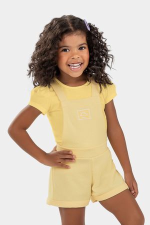 Conjunto Infantil Menina Jardineira Elian Amarelo