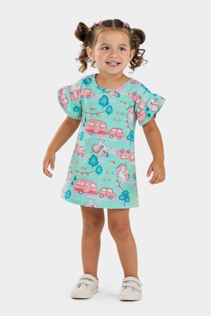 Vestido Infantil Menina Unicórnios Elian Verde