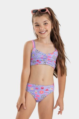 Biquíni Infantil Menina Estampado Floral Elian Lilás