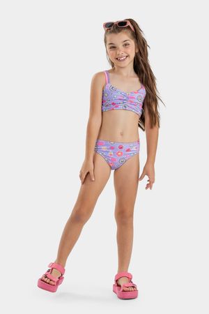 Biquíni Infantil Menina Estampado Floral Elian Lilás
