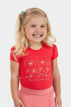 Blusa Infantil Menina Brilho Elian Vermelha