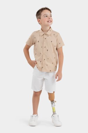 Camisa Infantil Menino Verde Elian Bege