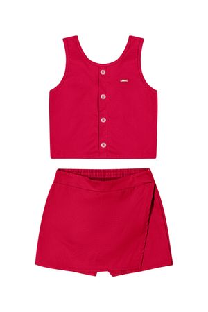 Conjunto Infantil Menina Botões Elian Vermelho
