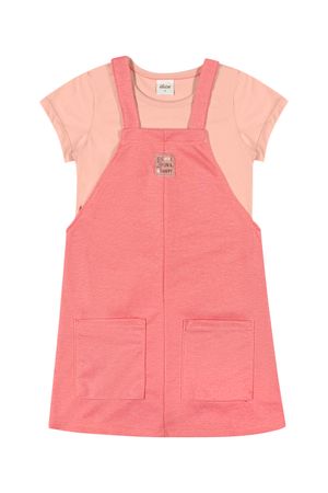 Conjunto Infantil Menina Salopete Elian Rosa