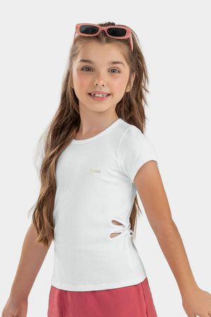 Blusa Infantil Menina Canelada Elian Branca