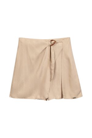Short Saia Feminino Com Fivela Marialícia Bege