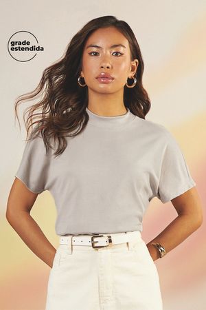 Blusa Feminina Gola Alta Marialícia Bege