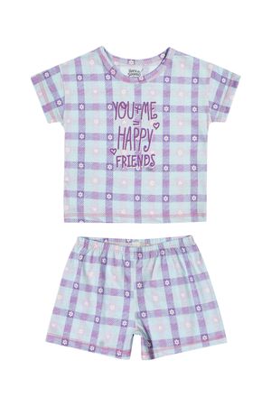 Pijama Infantil Menina Hora do Soninho Amigos Felizes Elian Bege