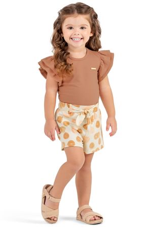 Conjunto Infantil Menina Manga Babado Colorittá Laranja