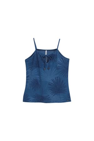 Regata Feminina Estampa Folhagem Marialícia Azul