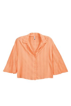 Camisa Feminina Manga Flare Marialícia Laranja