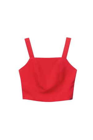 Top Cropped Feminino Alças Largas Marialícia Vermelho