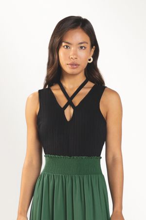Body Feminino Alças Cruzadas Marialícia Preto
