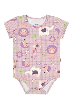 Body Bebê Menina Estampado Elian Lilás
