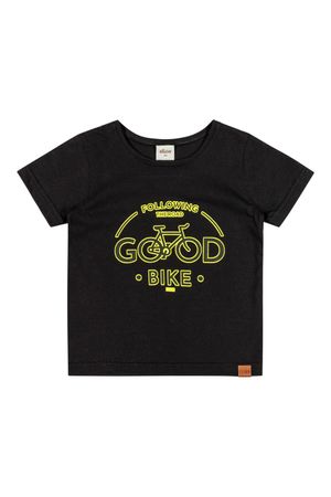 Camiseta Infantil Menino Casual Elian Preta