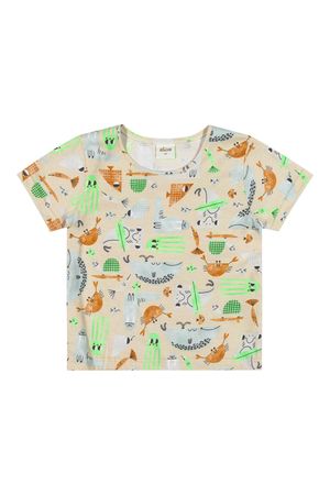 Camiseta Infantil Menino Estampada Elian Bege