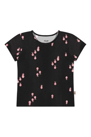 Blusa Infantil Menina Estampada Elian Preta