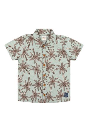 Camisa Infantil Menino Estampada Coqueiros Elian Verde