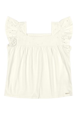 Blusa Infantil Menina Babados Elian Bege