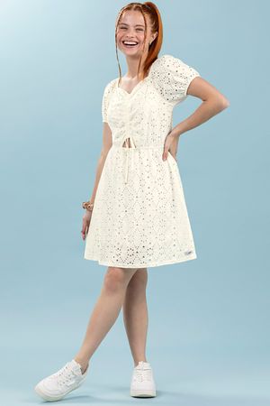 Vestido Juvenil Menina Beats Bege