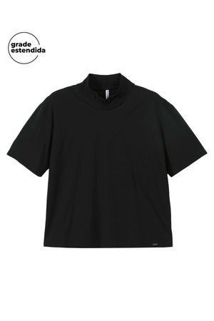 Blusa Feminina Básica Gola Alta Marialícia Preto