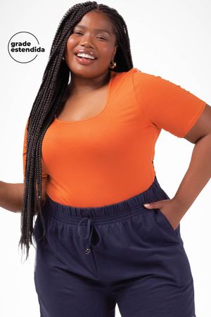 Blusa Feminina Básica Viscose Marialícia Laranja