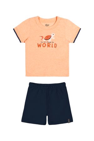 Conjunto Bebê Menino Você Pode Mudar O Mundo Elian Laranja