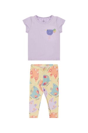 Conjunto Bebê Menina Estampa Com Glitter Elian Lilás