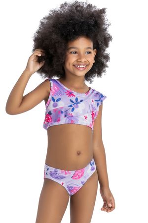 Biquini Infantil Menina Babado Moda Praia Elian Lilás