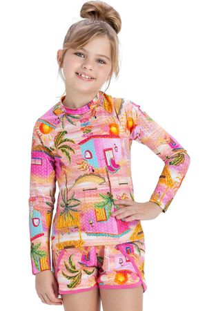 Shorts Infantil Menina Moda Praia Elian Rosa