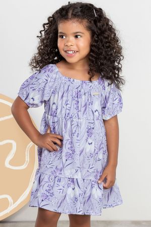 Vestido Infantil Menina Estampado Roxo Colorittá
