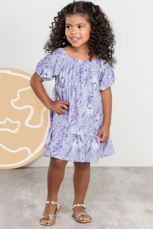 Vestido Infantil Menina Estampado Roxo Colorittá