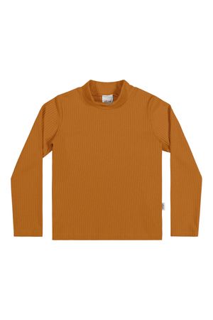 Blusa Infantil Menina Gola Alta Básica Elian Marrom