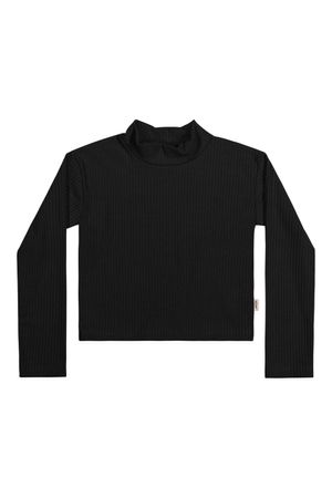 Blusa Infantil Menina Gola Alta Básica Elian Preto