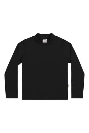 Blusa Infantil Menina Gola Alta Básica Elian Preto