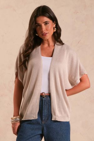 Kimono Feminino Tricô Marialícia Marrom