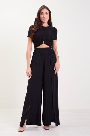 Calça Feminina Pantalona Marialícia Preto