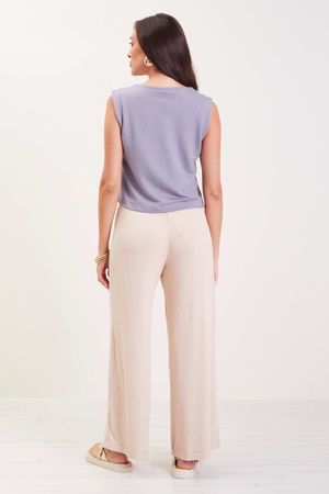 Calça Feminina Pantalona Comfy Marialícia Bege