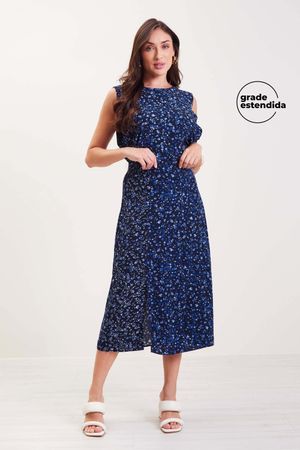 Saia Feminina Floral Miudo Marialícia Azul