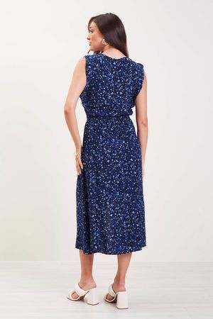 Saia Feminina Floral Miudo Marialícia Azul