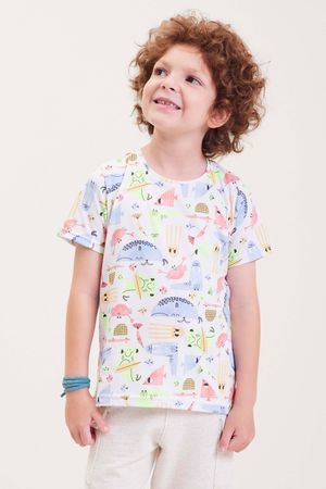 Camiseta Infantil Menino Estampada Elian Branca